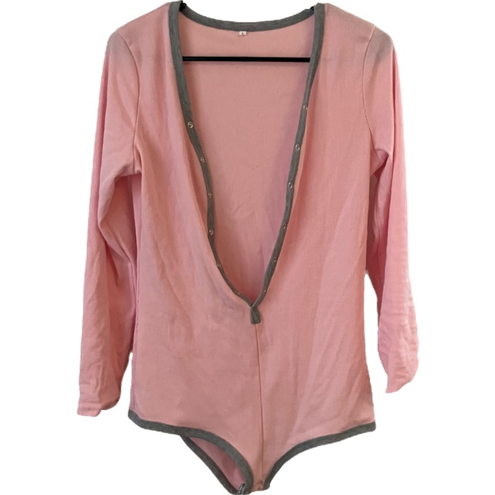 Pink ribbed onesie